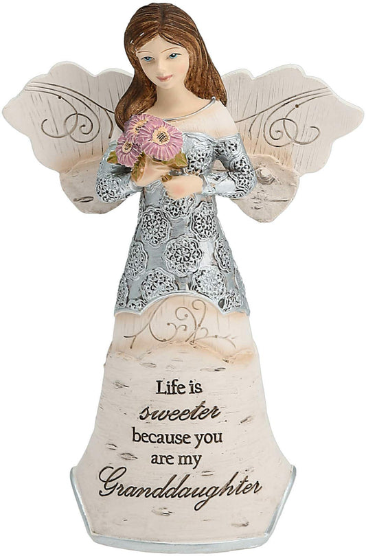 Pavilion Gift Company 82349 Granddaughter Angel Figurine, 5-1/2-Inch, Silver - Binkii 