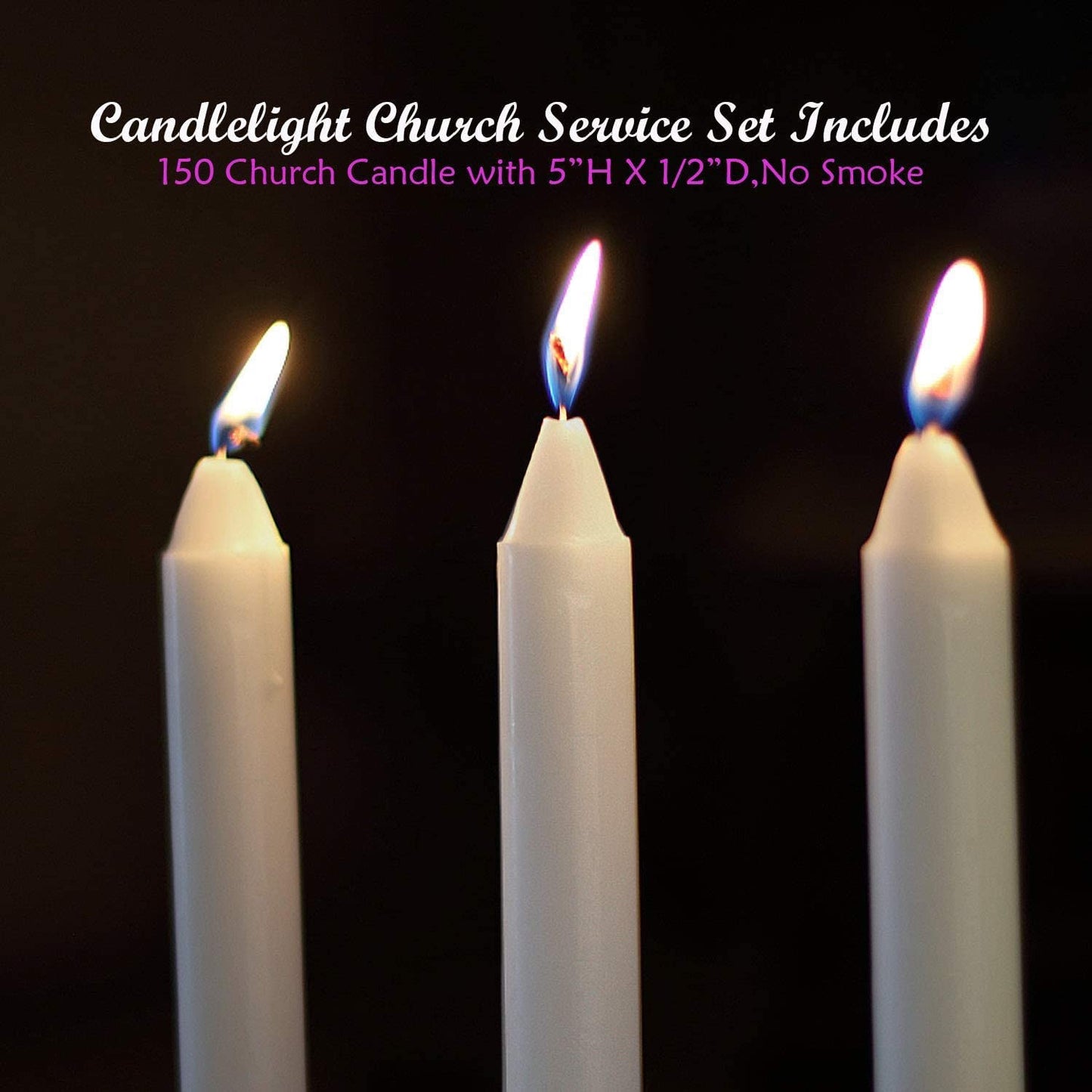 YAAH 200 Church Candles with Drip Protectors for Devotional Candlelight Vigil Service, Box of 200 Candles, Unscented White 5'' H X 1/2'' D - Binkii 