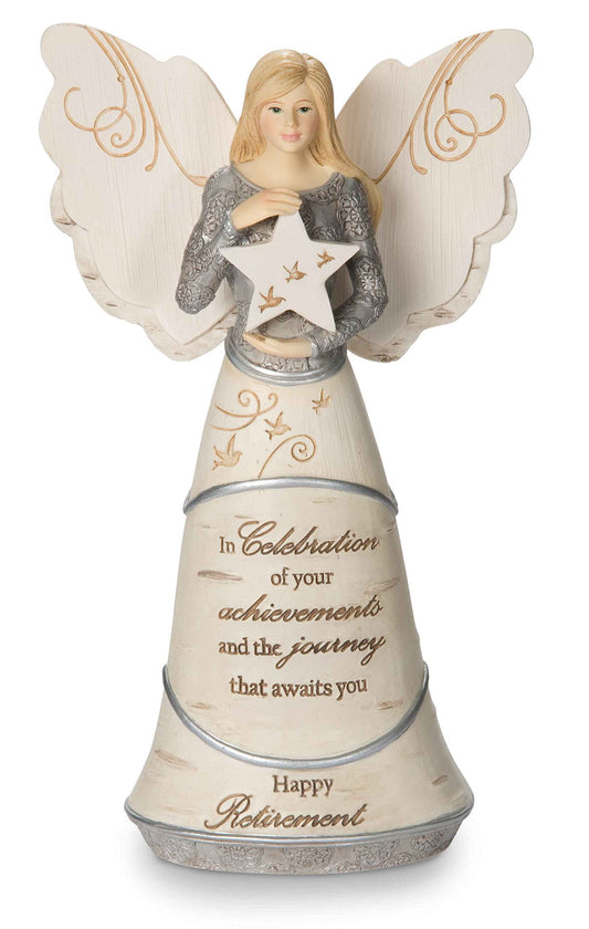 Pavilion Gift Company 82375 Celebration of Retirement Angel Figurine, 6-1/2", Silver - Binkii 