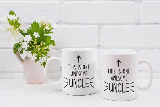 QASHWEY This is One Awesome Uncle Coffee Mugs Mug,Uncle Father's Day Birthday Gifts from Niece Nephew,Uncle Appreciation Gifts Double Side Printed Ceramic Mug Cup 11 Ounce