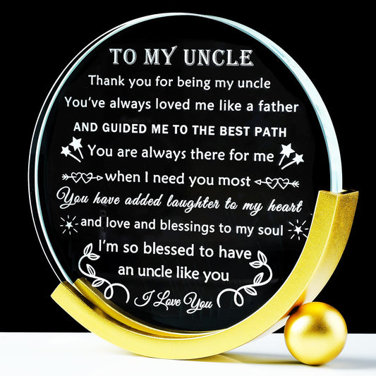 YWHL Uncle Gifts from Niece Nephew Birthday Gifts for Uncle Who Have Everything to My Uncle Crystal Keepsake Plaque Present Best Uncle Ever Gifts on Christmas Fathers Day Thanksgiving Day