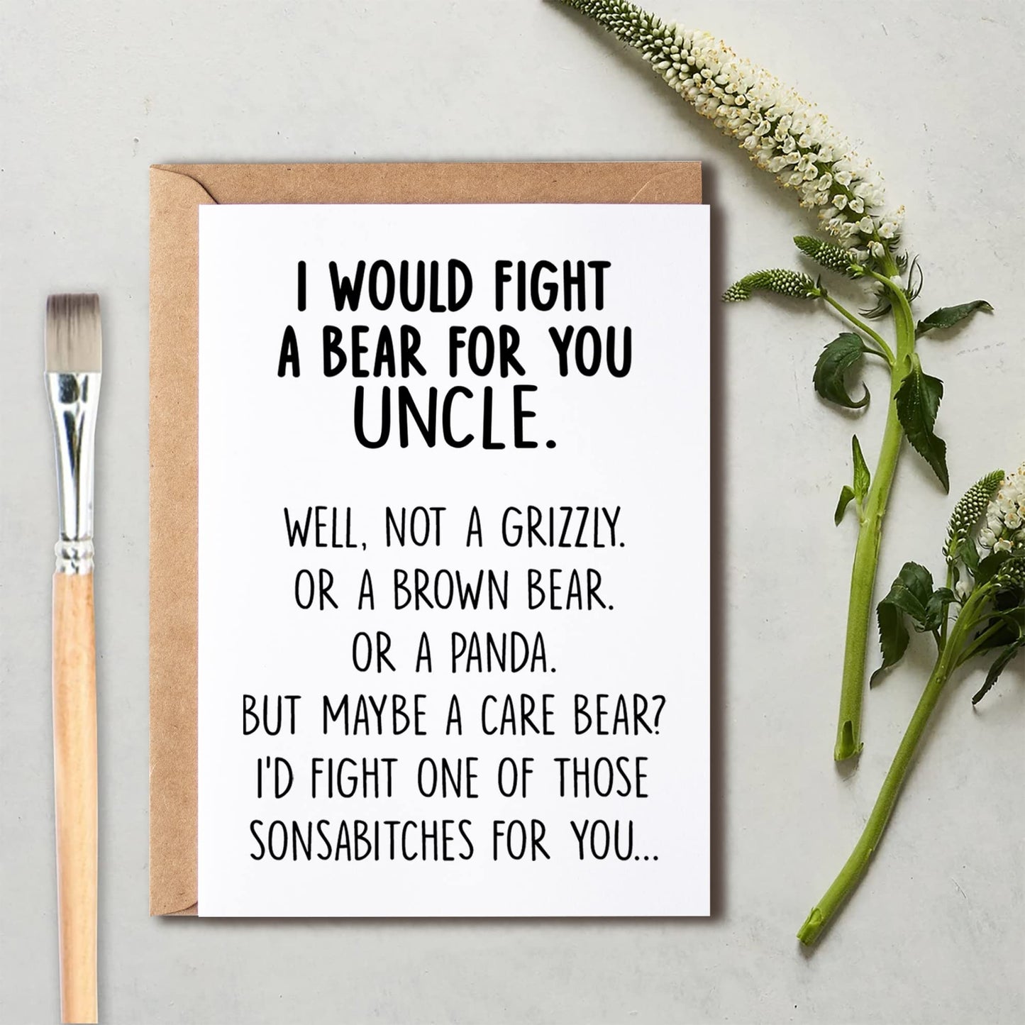 I Would Fight A Bear For You Uncle Card - Graduation Gifts For Uncle From Sister Aunt Mom Card - Uncle Card - Gift Card For Uncle