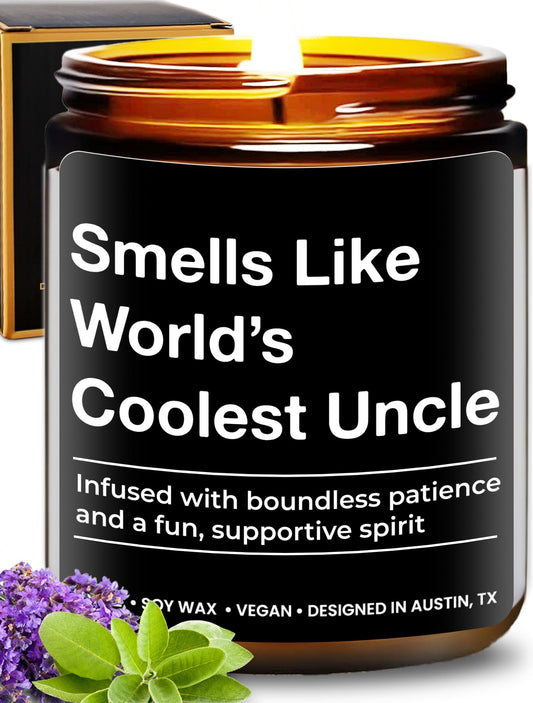 World's Coolest Uncle Candle, Perfect Uncle Gifts, Father's Day Gifts for Uncle, Best Uncle Ever Gifts from Nephew, Gifts for Uncle from Niece, Gifts for Uncle for Birthday, Christmas, Gift-Ready