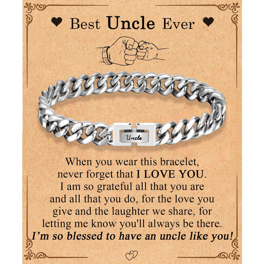 EFVISD Uncle Gifts for Uncle Best Uncle Ever Gifts To My Uncle Bracelet Gifts, from Niece Nephew, Cool Birthday Valentines Day Christmas Father's Day Gifts for Uncle Men Him