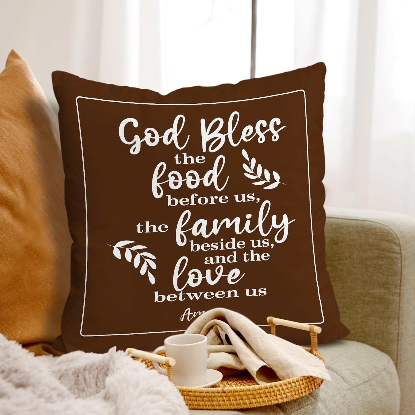 House Warming Gifts Double-Sided Pillowcase, Blessed Throw Pillow Cover 18x18 New Home Gift for Women Men Christian Religious Gift, Dining Room Sofa Couch Bed Cushion Cover for Home Decor /A39 - Binkii 