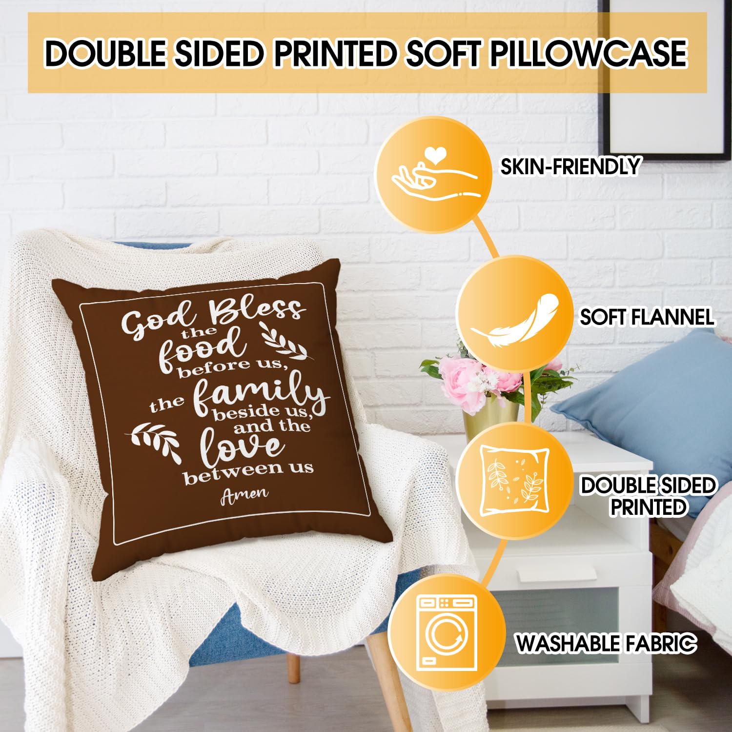 House Warming Gifts Double-Sided Pillowcase, Blessed Throw Pillow Cover 18x18 New Home Gift for Women Men Christian Religious Gift, Dining Room Sofa Couch Bed Cushion Cover for Home Decor /A39 - Binkii 