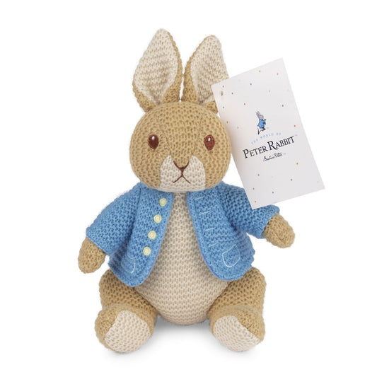 GUND Beatrix Potter Peter Rabbit Knit Plush, Easter Gift, Easter Bunny Stuffed Animal for Ages 1 and Up, Brown/Blue, 6.5” - Binkii 