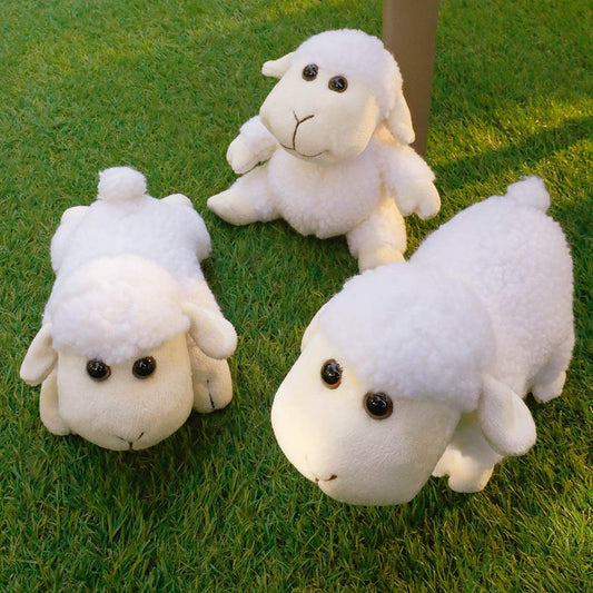 FRANKIEZHOU Sheep Stuffed Animal Lamb Plush Decorations 3Pcs (Sitting, Standing, Kneeling) White Sheep Toys Gift for Kids Little Girl/Boy - Binkii 