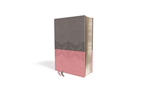 NIV, Life Application Study Bible, Third Edition, Large Print, Leathersoft, Gray/Pink, Red Letter - Binkii 