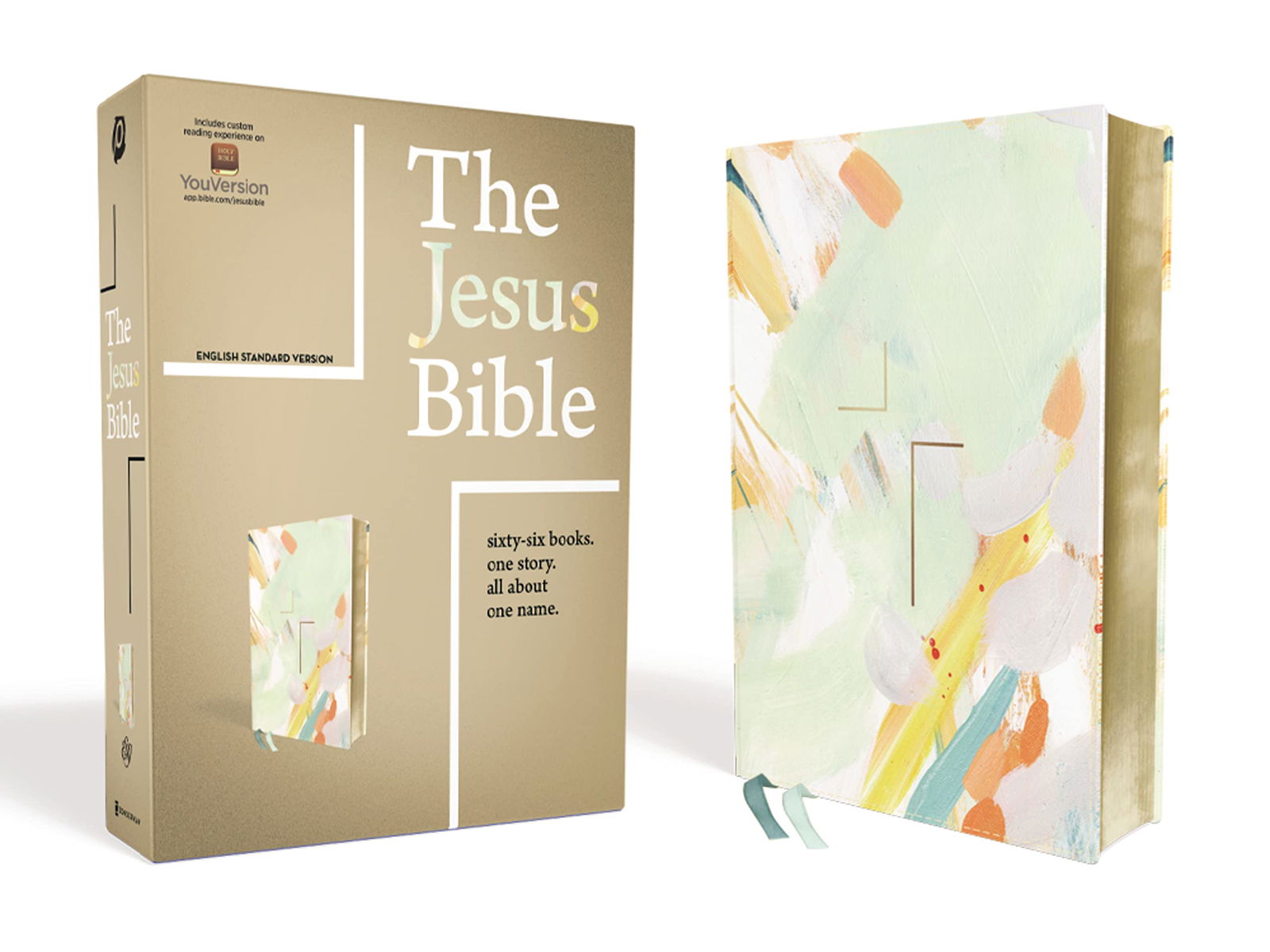 The Jesus Bible Artist Edition, ESV, Leathersoft, Multi-color/Teal - Binkii 