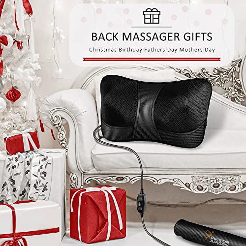 VIKTOR JURGEN Back Massager Kneading for Neck, Shoulder and Foot, Shiatsu Massage Pillow with Heat, Relaxation Gifts for Women/Men/Dad/Mom/Christmas/Mothers Day/Fathers Day/Valentine's Day - Binkii 